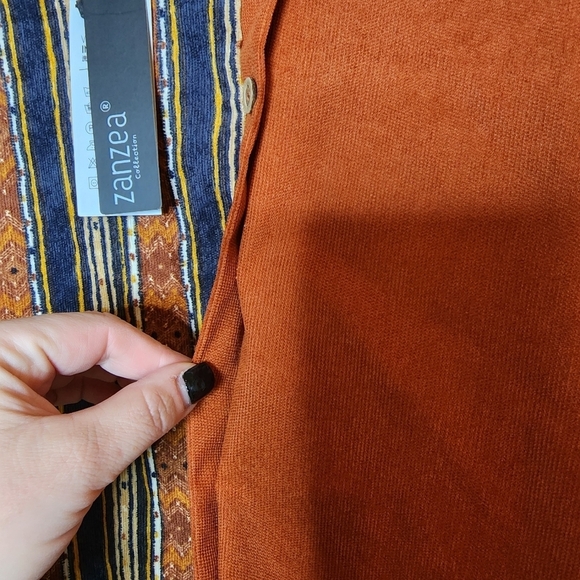 NWT ZANZEA lightweight corduroy Long Sleeve Stripe Vintage Ethnic Blouse. - Picture 10 of 16